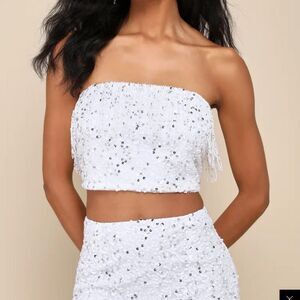 Lulus Strapless Sequin Crop Top Size M